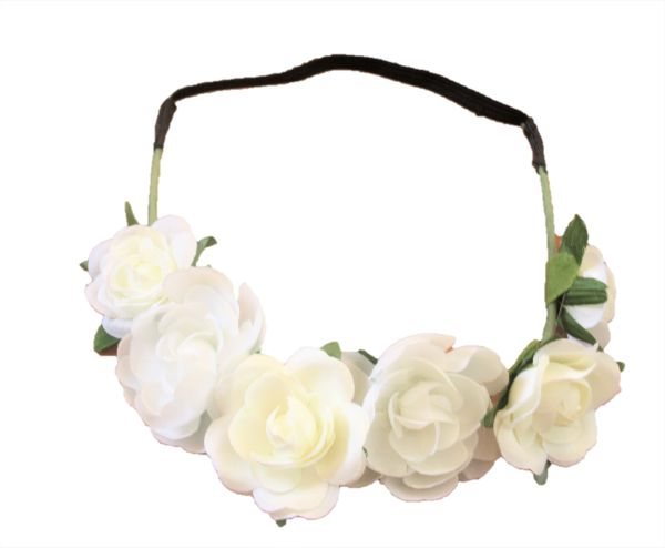 Haarkranz - Blumenkranz Haargummi mit weissen Rosen Hochzeit Kommunion
